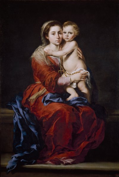 Maagd en Kind met een Rozenkrans door Bartolomé Esteban Murillo